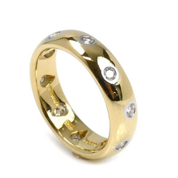 TIFFANY & Co. 18K Yellow Gold Pt950 Platinum Dot Diamond Ring, Size 6.5, 4.7g... - Picture 2 of 7